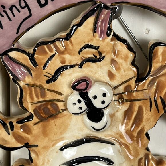 Vtg You Bring Out The Kitten In Me Blue Sky Ceramic Cat Wall Art Goldminc 2002 - Picture 10 of 16